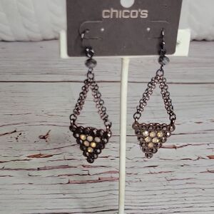 Chico's Gray/Bronze Chandelier Earrings NWT
